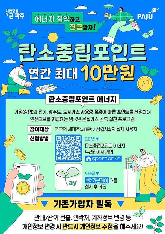 경기도 파주시 탄소중립포인트제 안내문. [사진=파주시]