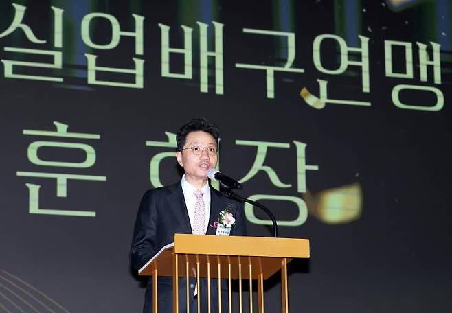 취임사 하는 박태훈 한국실업배구연맹 회장  [한국실업배구연맹 제공. 재판매 및 DB 금지]