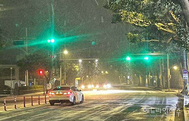 7일 밤 제주시내 거리. ⓒ헤드라인제주