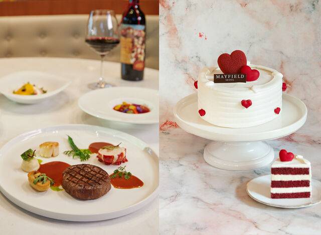 밸런타인 스페셜 디너와 레드벨벳 케이크. 메이필드호텔 서울