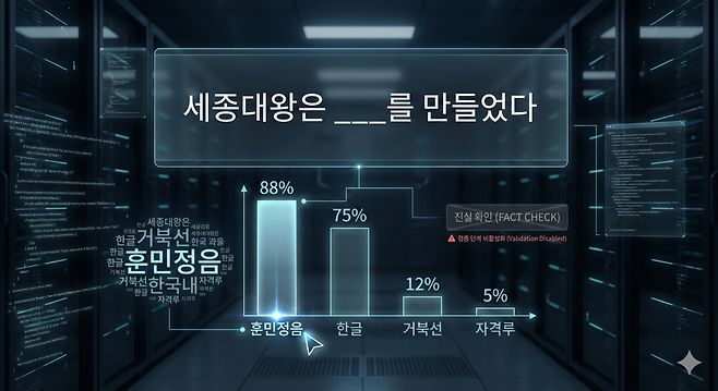 존재하지 않는 통계 및 판례를 자신 있게 말하는 인공지능(AI).