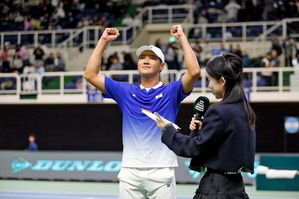 기뻐하는 권순우. /사진=대한테니스협회