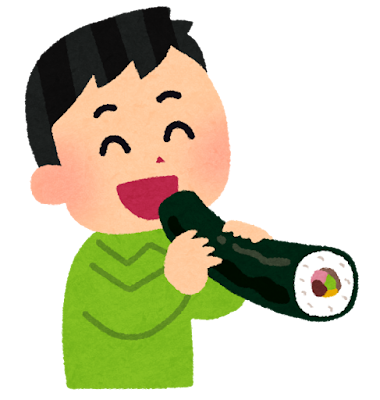 세츠분에 에호마끼를 먹는 사람 일러스트. 이라스토야.