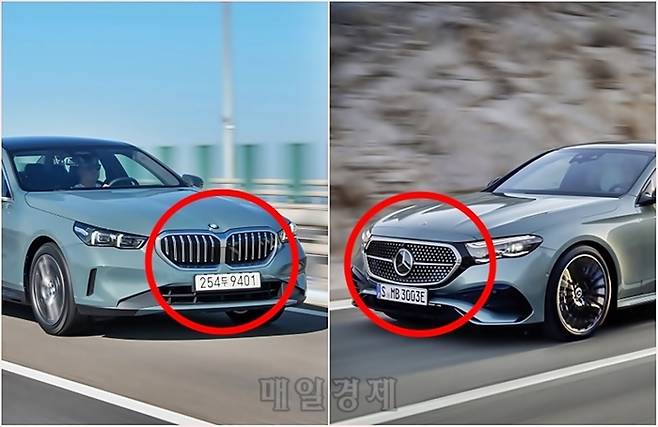 수입차 프리미어리그의 주역인 BMW 5시리즈(왼쪽)와 벤츠 E클래스 [사진출처=BMW,  벤츠/ 편집=최기성 매경 디지털뉴스룸 기자]