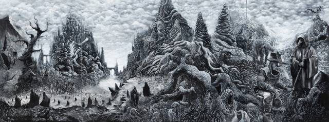 강민현(대구대), 잿빛 성, Acrylic on canvas, 388x145.5cm, 2025