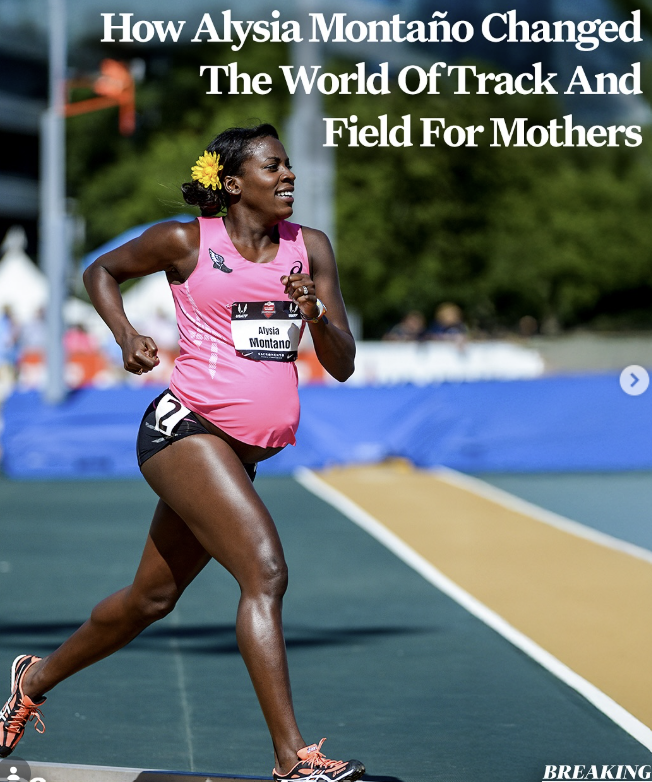 미국 육상 선수 알리샤 몬타뇨가 임신 중에 달리고 있는 사진. 알리샤 몬타뇨 SNS