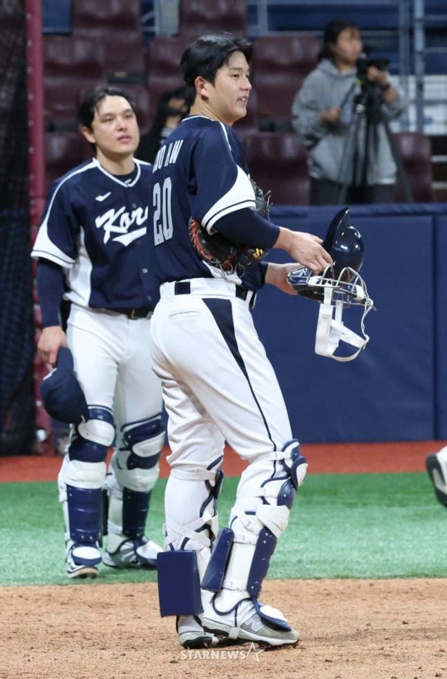 지난해 11월 고척돔에서 K베이스볼시리즈를 앞두고 훈련을 하고 있는 조형우. /사진=김진경 대기자