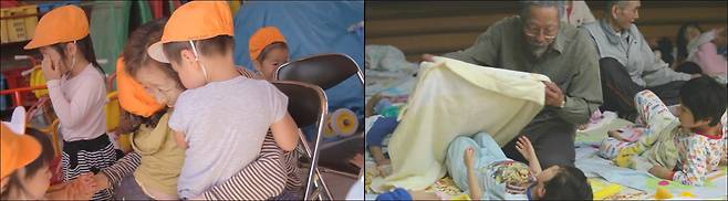 일본 도쿄 에도가와구에 있는 사회 복지 시설 ‘고토엔’에서 어르신과 아이들이 함께 어울리는 모습. /유튜브 채널 ‘ROBOT’, 오리지널 단편 영화(나가사키 아이 감독) 캡처