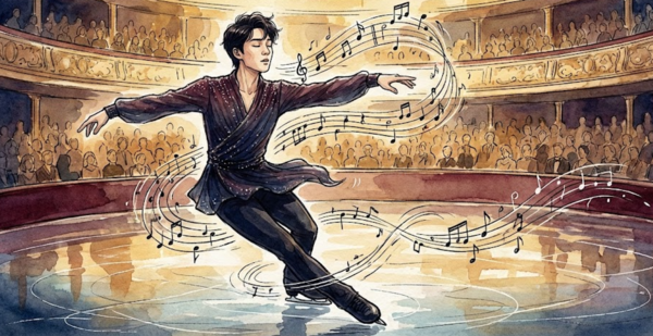 음악 저작권 문제로 곤혹스러운 피겨 선수들(사진=나노바나나 생성 이미지)