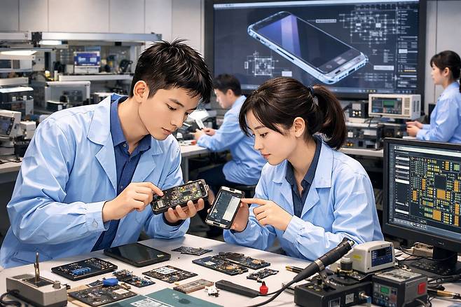 제조업체 두 곳에서 7인치 이상 디스플레이를 목표로 스마트폰을 개발 중이라는 중국 팁스터(정보 유출자)들의 발언이 이어지고 있다./챗GPT