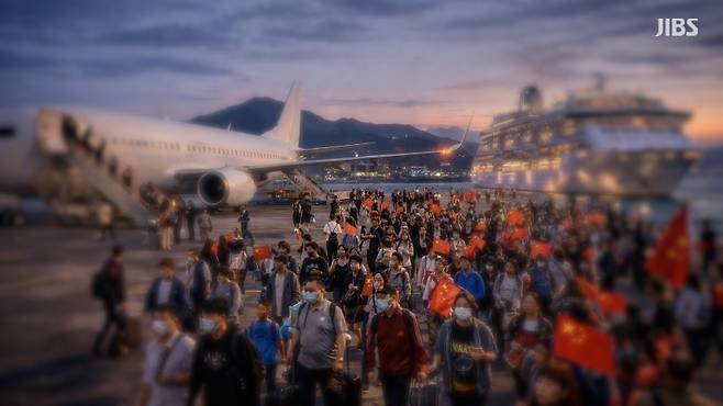 제주를 향하는 중국인 관광객 이미지.