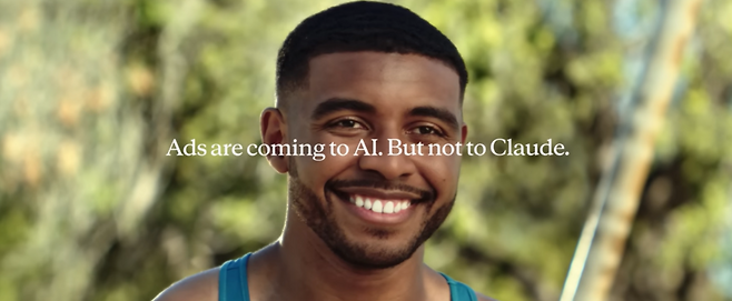 AI 챗봇 ‘클로드’ 개발사 앤트로픽이 띄운 슈퍼볼 광고의 한 장면. “AI에 광고가 온다. 클로드만 빼고”라는 문구가 나온다. 앤트로픽 광고 캡처