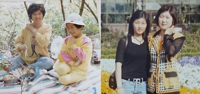 인현동 화재 참사 희생자 이지혜양은 ‘하루 알바’를 하다 ‘보상 조례’ 때문에 26년을 ‘사고 가해자’로 분류됐다. 인천 중구의 조례 개정을 두고 어머니 김영순씨는 “이제 마음의 짐을 조금 덜었다”고 말했다. 유치원 소풍 때 인천 천마산에서 즐거운 시간을 보내는 모녀(왼쪽 사진)와 1999년 봄 인천대공원에서 기념촬영을 하는 모녀. 김영순씨 제공