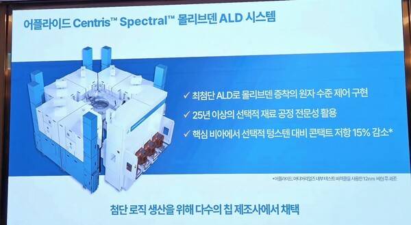 12일 어플라이드가 공개한&nbsp;센트리스 스펙트럴 몰리브덴 ALD' 장비.&nbsp;[출처=진운용 기자]