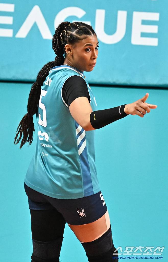 11일 장충체육관에서 열린 V리그 GS칼텍스와 페퍼저축은행의 경기. GS칼텍스 실바가 득점 후 환호하고 있다. 장충=박재만 기자 pjm@sportschosun.com/2026.02.11/