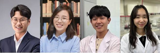 연구진, (좌측부터) 김명수 교수, 신우정 교수(KAIST), 이승찬 연구원, 최은호 연구원(KAIST). UNIST 제공