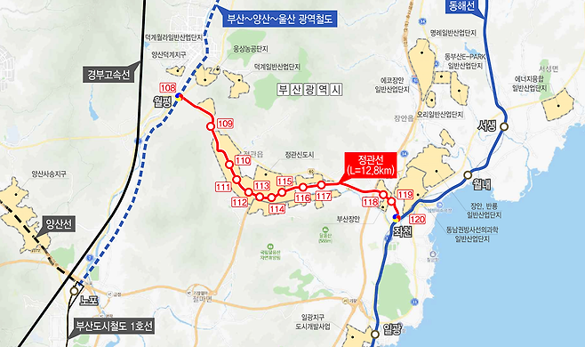 정관선 노선도./부산시 제공