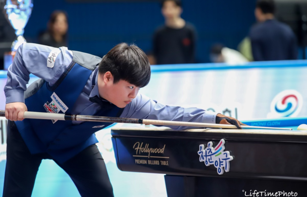 조명우 선수가 지난해 3월 강원도 양구에서 열린 아시아캐롬선수권 대회에서 우승할 때 경기 모습. /사진 제공=서울당구연맹