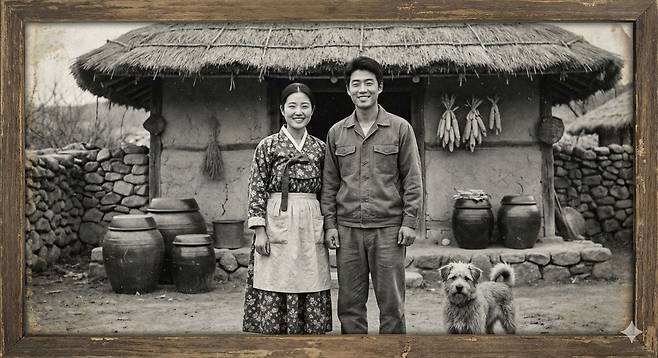 보정 전 흑백사진 예시. 사진 나노 바나나