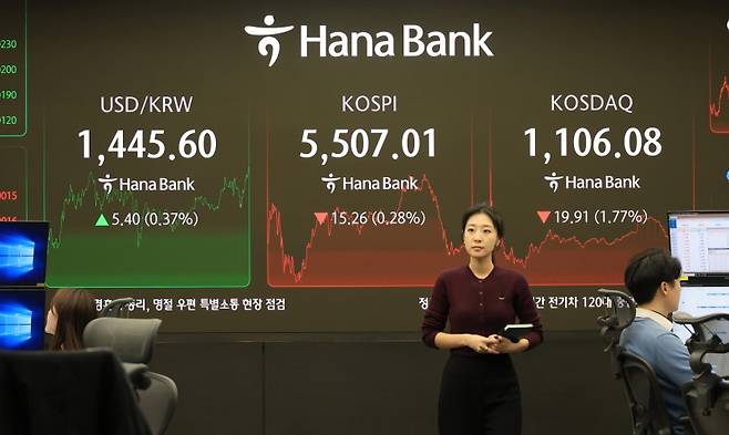 ▲ 이날 13일 코스피는 전장보다 8.56포인트(0.16%) 내린 5,513.71로 출발해 한때 5,583.74까지 올라 전날 기록한 역대 최고치를 재차 경신후 15.26포인트(0.28%) 내린 5,507.01에 장을 마쳤다. [연합뉴스]