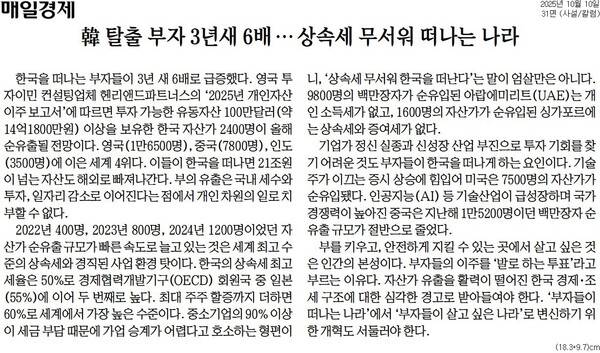 ▲ 지난해 10월10일자 매일경제 사설.