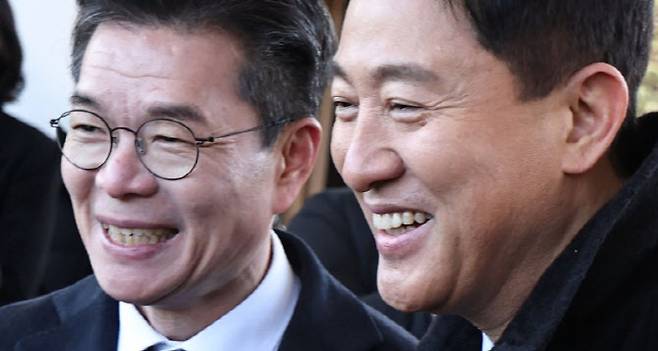 정원오 성동구청장(왼쪽)과 오세훈 서울시장. 연합뉴스