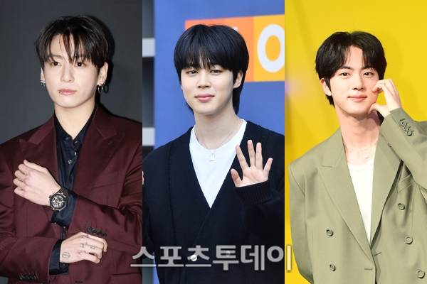 정국, 지민, 진 / 사진=DB