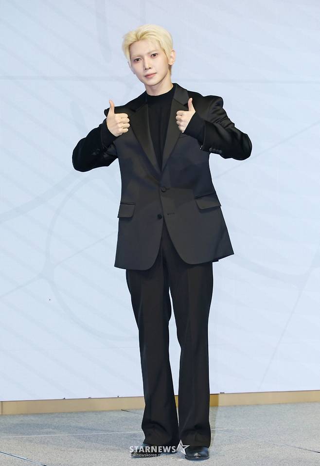 그룹 에이티즈(ATEEZ) 여상이 5일 오후 서울 여의도 페어몬트 앰배서더 호텔에서 진행된 미니 13집 '골든 아워 : 파트 4'(GOLDEN HOUR : Part.4) 발매기념 기자간담회에 앞서 포즈를 취하고 있다. /2026.02.05 /사진=이동훈 photoguy@