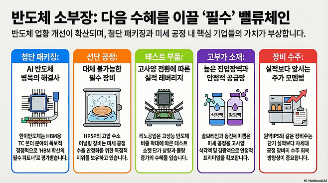반도체 슈퍼사이클과 함께 반도체 소부장의 강세가 기대되고 있다.(출처=구글 노트북LM)