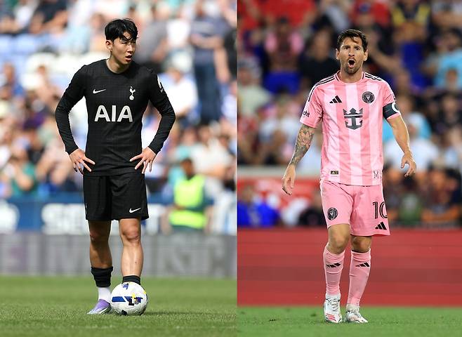 손흥민(왼쪽)과 리오넬 메시. 게티이미지코리아