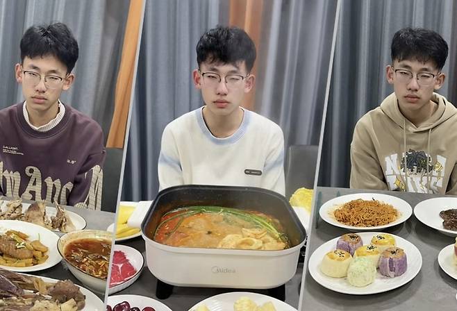 장리핑이 아들에게 차려준 아침밥과 반쯤 잠든 모습의 아들 [사진출처=SCMP]