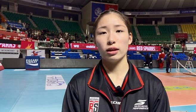 연합뉴스와 인터뷰하는 인쿠시 (대전=연합뉴스) 이세영 기자 = 지난달 1월 31일 대전충무체육관에서 열린 경기에 앞서 연합뉴스와 인터뷰하는 정관장 레드스파크스의 인쿠시. 2026. 1. 31. seva@yna.co.kr