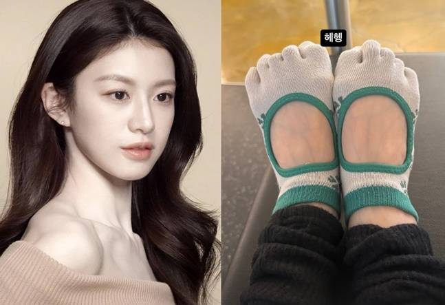 고윤정이 필라테스 양말을 신고 인증샷을 올렸다. 사진=고윤정 SNS