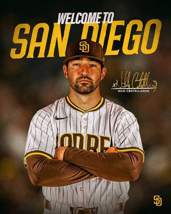 샌디에이고 파드리스와 계약한 닉 카스테야노스. /사진=샌디에이고 파드리스 공식 채널
