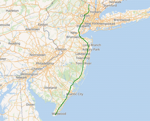 총길이 277.45㎞의 가든 스테이트 파크웨이는 1950년 준공됐다. [위키피디아/오픈스트리트맵]