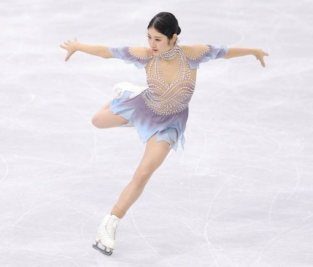 17일(현지시간) 이탈리아 밀라노 아이스스케이팅 아레나에서 열린 2026 밀라노코르티나담페초 동계올림픽 여자 싱글 쇼트 프로그램에 출전한 이해인이 연기를 펼치고 있다.