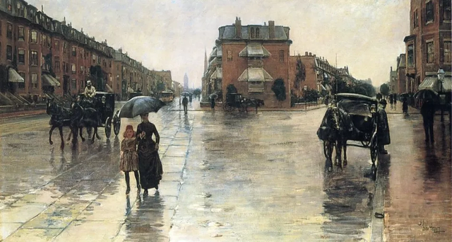 차일드 하삼(Childe Hassam), ‘비오는 날, 보스턴’ (Rainy Day, Boston). 1885년. 캔버스에 유채. 66.3 x 122 cm. 톨레도 아트 뮤지엄 소장.