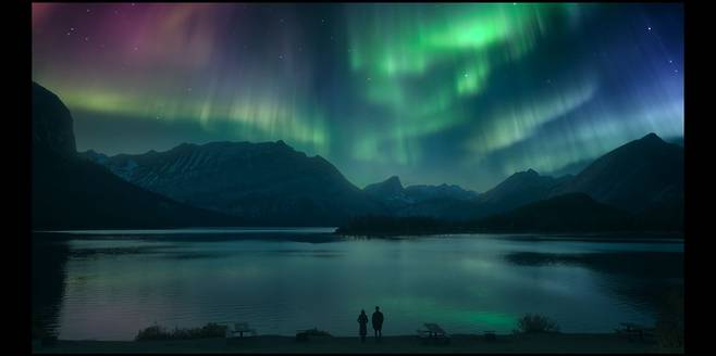 두 주인공이 오로라를 감상하는 장면은 어퍼 카나나스키스에서 담았다. 사진 넷플릭스