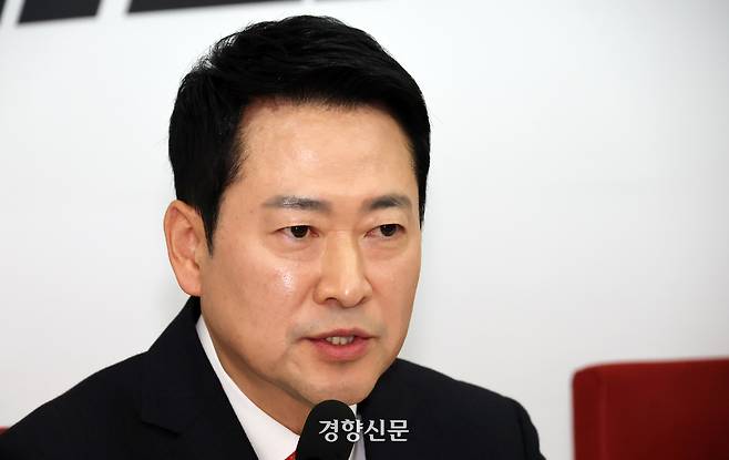 장동혁 국민의힘 대표가 지난 12일 국회에서 기자간담회를 하고 있다. 박민규 선임기자