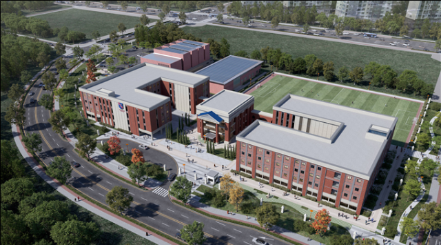 부산시 강서구 명지동에 2028년 8월 개교를 목표로 추진 중인 영국 로얄러셀스쿨 부산캠퍼스 조감도. 부산시 제공