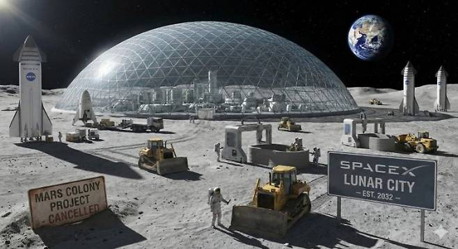 일론 머스크가 스페이스X와 xAI를 위한 새로운 비전인 ‘문베이스 알파’를 공개했다. (이미지=링크드인)