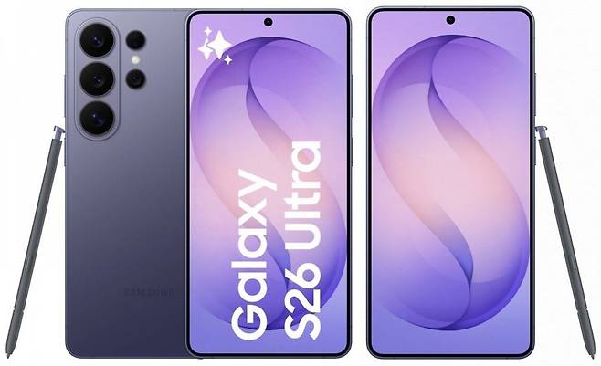Leaked press renders show the Samsung Galaxy S26 Ultra in a purple finish. (GSMArena)