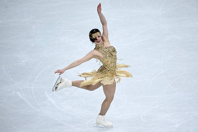 미국의 앨리사 리우가 20일 이탈리아 밀라노 밀라노 아이스 스케이팅 아레나에서 열린 밀라노-코르티나 2026 동계올림픽 피겨스케이팅 여자 싱글 프리스케이팅 결승에서 연기를 펼치고 있다. [AFP]