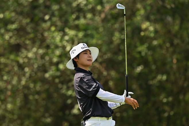 [파타야=AP/뉴시스] 이소미가 19일(현지 시간) 태국 파타야 시암 컨트리클럽에서 열린 미국여자프로골프(LPGA) 투어 혼다 타일랜드 첫날 14번 홀에서 티샷하고 있다. 이소미는 6언더파 66타로 첫날을 마쳤다. 2026.02.19.