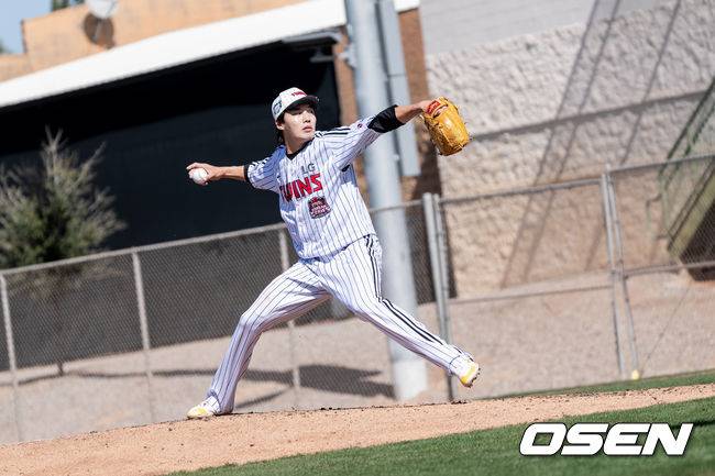 LG 트윈스 투수 임찬규는 미국 스프링캠프 청백전에서 2이닝 2탈삼진 무실점으로 호투했다. / LG 트윈스 제공