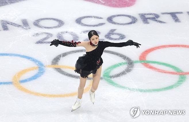 이해인, 밀라노에서 (밀라노=연합뉴스) 류영석 기자 = 이해인이 19일(현지시간) 이탈리아 밀라노 아이스스케이팅 아레나에서 열린 2026 밀라노-코르티나담페초 동계올림픽 여자 싱글 프리 스케이팅에 출전, 연기를 펼치고 있다. 2026.2.20 ondol@yna.co.kr