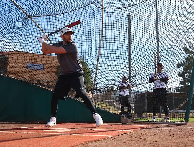 LG 오스틴이 2026 미국 애리조나 스프링캠프에서 훈련하고 있다. 사진=구단 제공