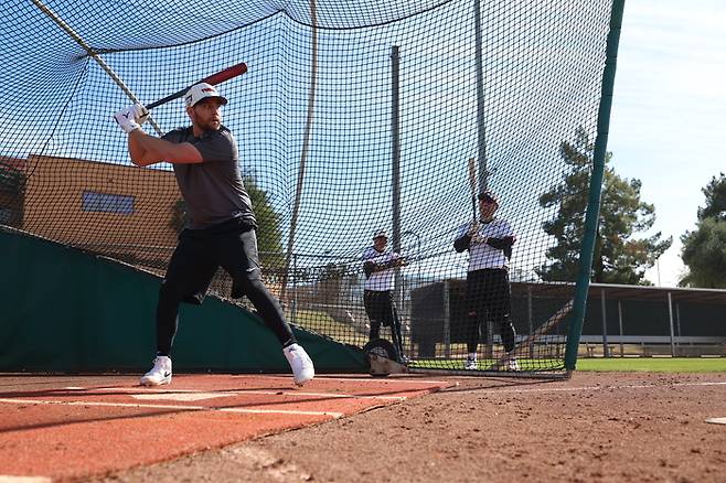 LG 오스틴 딘이 미국 애리조나 스프링캠프서 훈련에 임하고 있다. 사진 | LG 트윈스