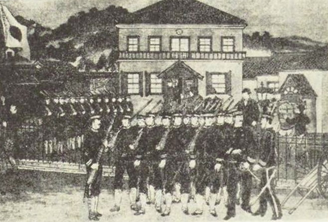 서울 종로 교동에 있던 일본 공사관. 갑신정변 당일 일본공사 다케조에 신이치로는 이곳에서 대기했다.