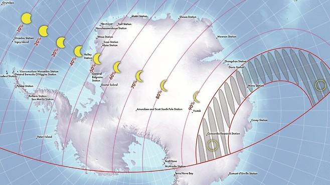 2026년 2월17일 금환일식의 경로. EclipseAtlas.com